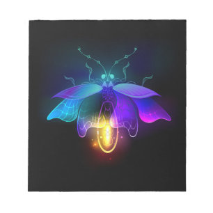 Neon Firefly auf schwarz Notizblock
