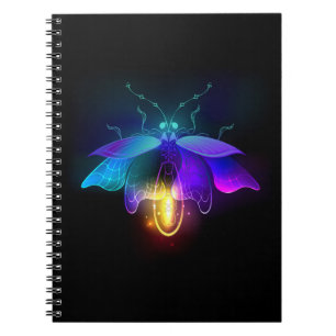 Neon Firefly auf schwarz Notizblock