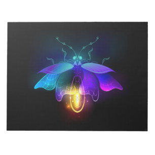 Neon Firefly auf schwarz Notizblock