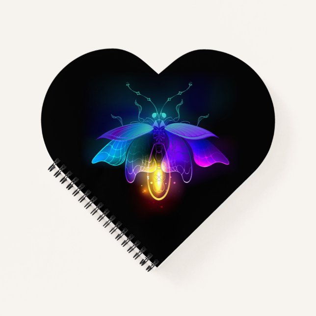 Neon Firefly auf schwarz Notizbuch (Vorderseite)