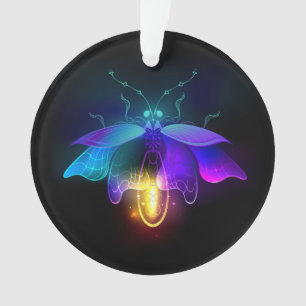 Neon Firefly auf schwarz Ornament
