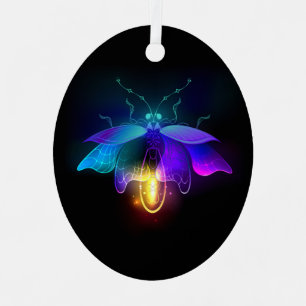 Neon Firefly auf schwarz Ornament Aus Metall