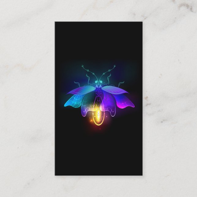 Neon Firefly auf schwarz Platzkarte (Vorderseite)