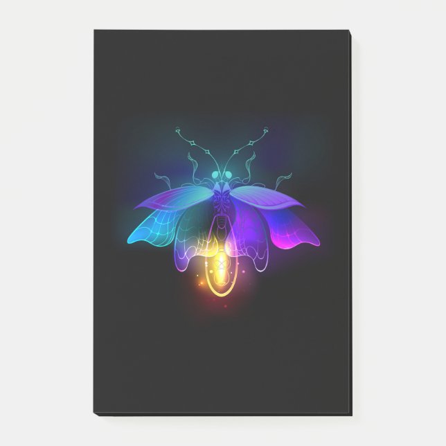 Neon Firefly auf schwarz Post-it Klebezettel (Vorderseite)