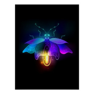 Neon Firefly auf schwarz Poster