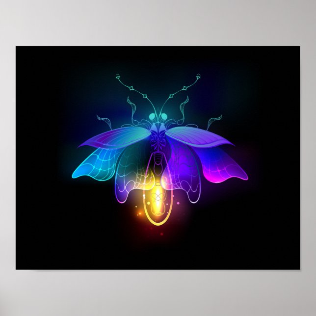 Neon Firefly auf schwarz Poster (Vorne)