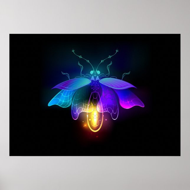 Neon Firefly auf schwarz Poster (Vorne)