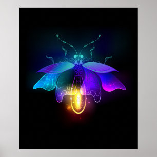 Neon Firefly auf schwarz Poster