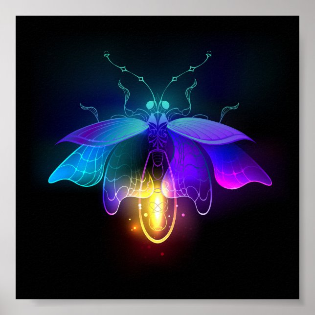 Neon Firefly auf schwarz Poster (Vorne)