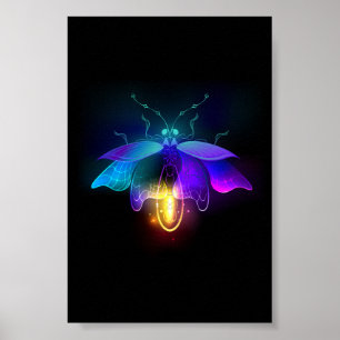 Neon Firefly auf schwarz Poster