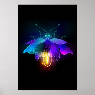 Neon Firefly auf schwarz Poster