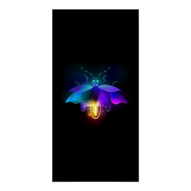 Neon Firefly auf schwarz Poster (Vorderseite)