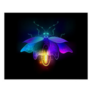 Neon Firefly auf schwarz Poster
