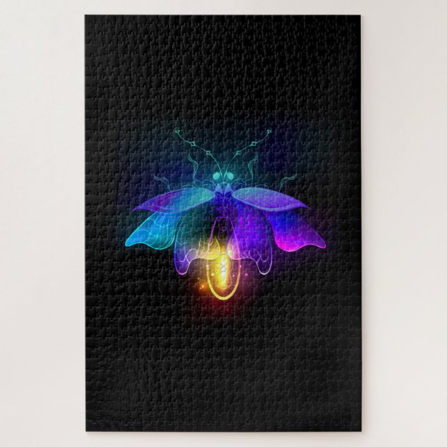 Neon Firefly auf schwarz Puzzle (Vertikal)
