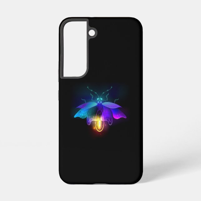 Neon Firefly auf schwarz Samsung Galaxy Hülle (Rückseite)