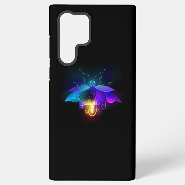 Neon Firefly auf schwarz Samsung Galaxy Hülle (Rückseite)