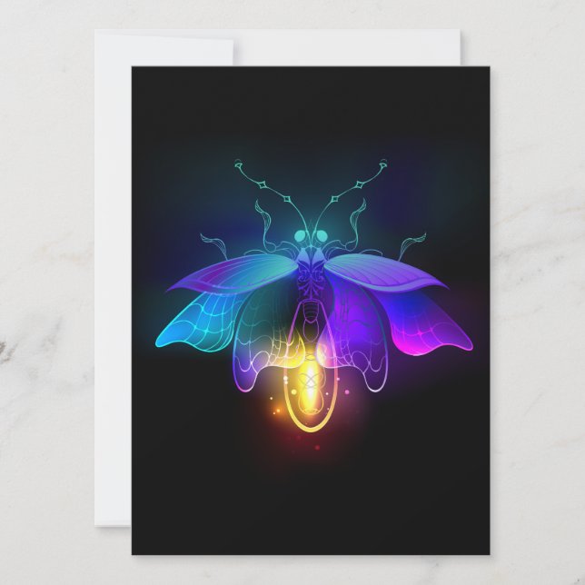 Neon Firefly auf schwarz Save The Date (Vorderseite)