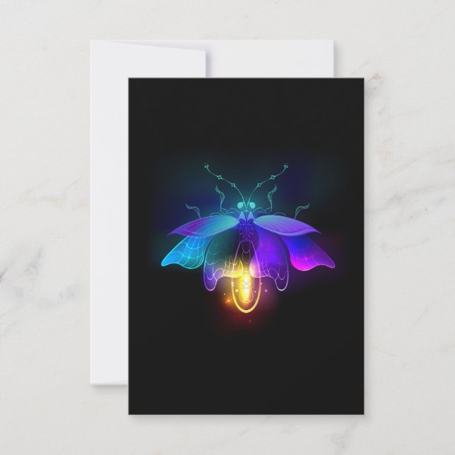 Neon Firefly auf schwarz Save The Date (Vorderseite)