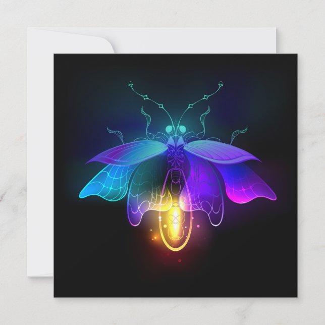 Neon Firefly auf schwarz Save The Date (Vorderseite)