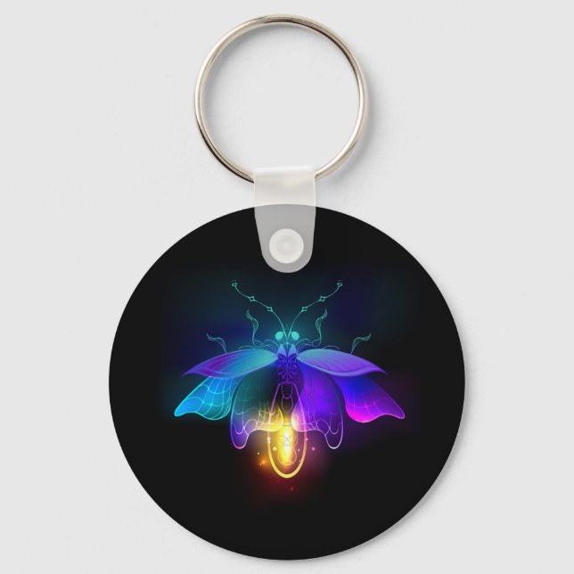 Neon Firefly auf schwarz Schlüsselanhänger (Vorderseite)