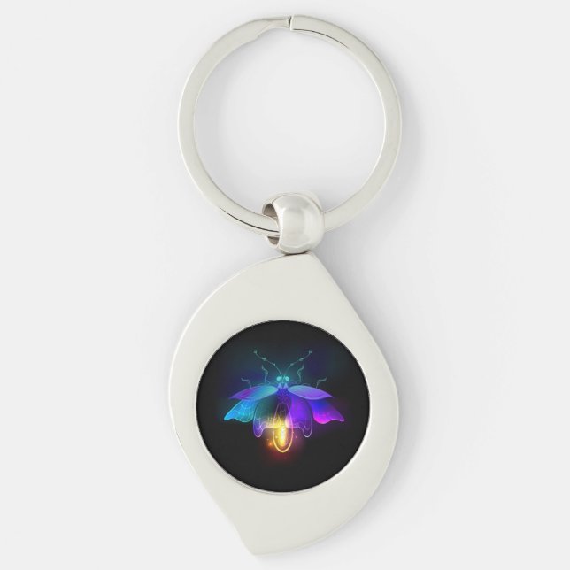 Neon Firefly auf schwarz Schlüsselanhänger (Vorderseite)