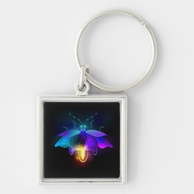 Neon Firefly auf schwarz Schlüsselanhänger (Vorne)