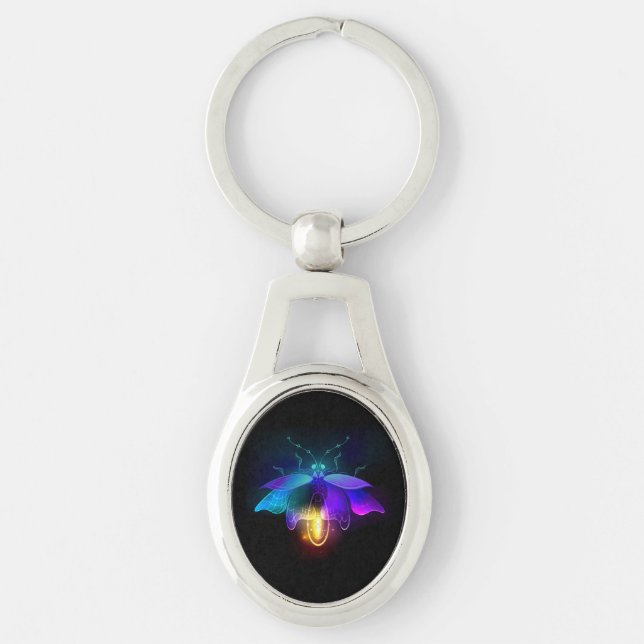 Neon Firefly auf schwarz Schlüsselanhänger (Vorderseite)