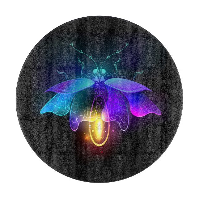 Neon Firefly auf schwarz Schneidebrett (Vorderseite)