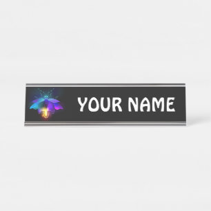 Neon Firefly auf schwarz Schreibtischnamensplakette