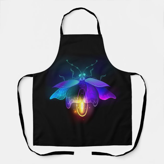 Neon Firefly auf schwarz Schürze (Vorderseite)