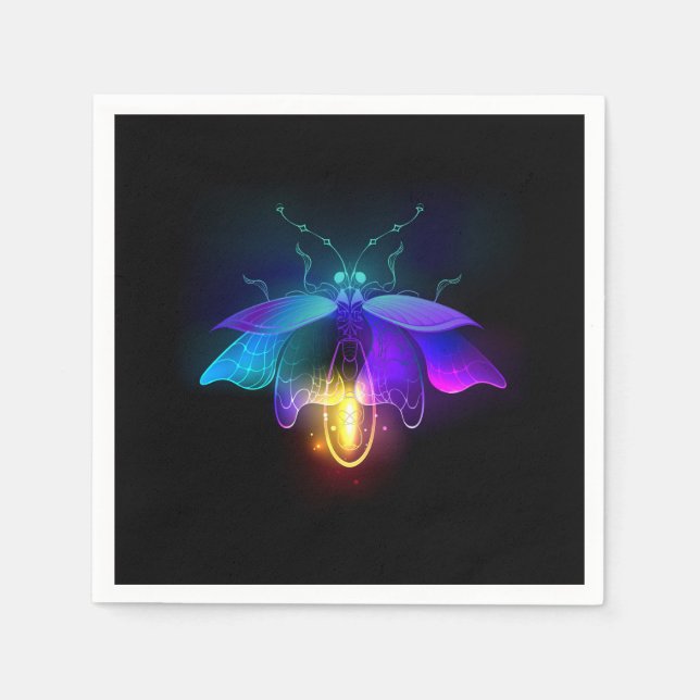 Neon Firefly auf schwarz Serviette (Vorderseite)