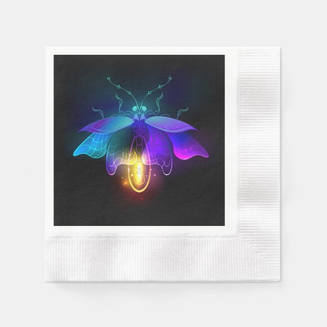 Neon Firefly auf schwarz Serviette (Vorderseite)