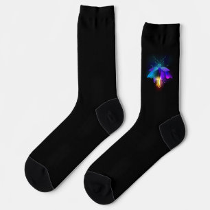 Neon Firefly auf schwarz Socken