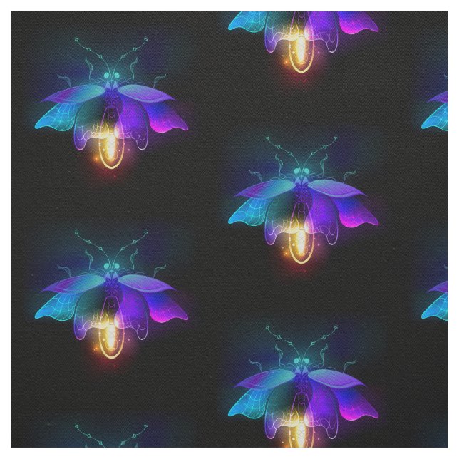 Neon Firefly auf schwarz Stoff (Muster)