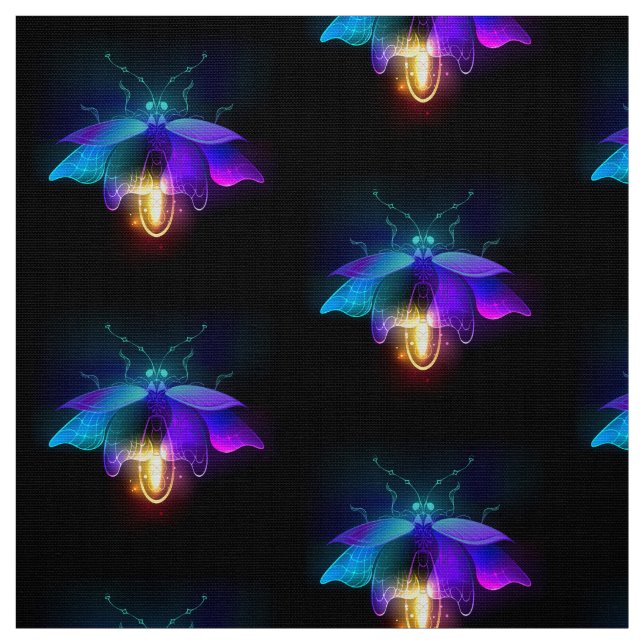 Neon Firefly auf schwarz Stoff (Muster)