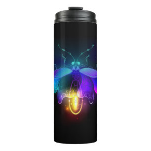 Neon Firefly auf schwarz Thermosbecher