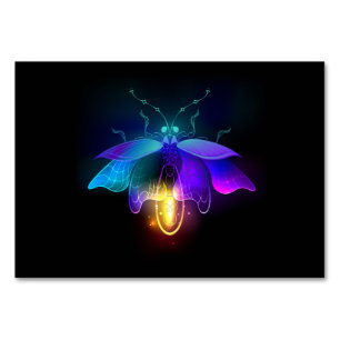 Neon Firefly auf schwarz Tischnummer