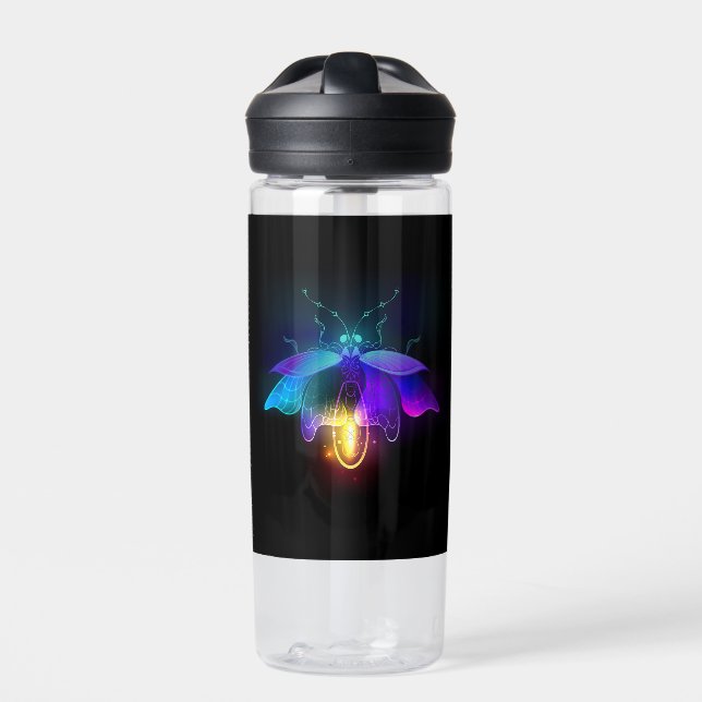 Neon Firefly auf schwarz Trinkflasche (Vorderseite)
