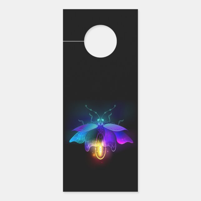 Neon Firefly auf schwarz Türanhänger (Vorderseite)