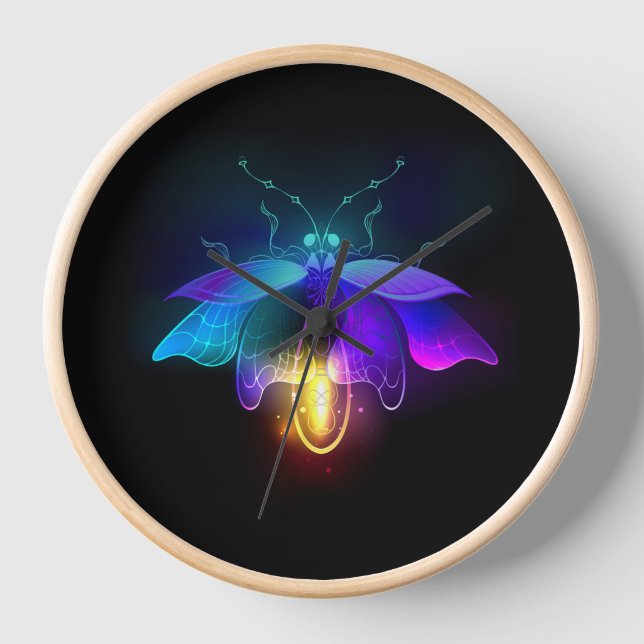 Neon Firefly auf schwarz Uhr (Vorderseite)