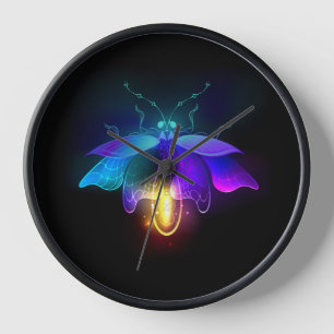 Neon Firefly auf schwarz Uhr