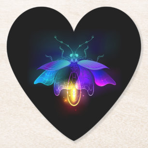 Neon Firefly auf schwarz Untersetzer