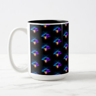 Neon Firefly auf schwarz Zweifarbige Tasse
