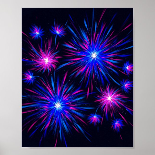 Neon Fireworks Celebration - Abstrakte Wall Art Poster (Vorne)