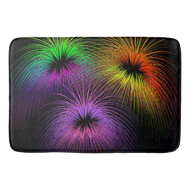 Neon Fireworks explodieren in der Sky Bath Mat Badematte (Vorderseite)