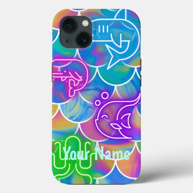 Neon Fish Retro Indie Kidcore Aesthetic 80s Case-Mate iPhone Hülle (Rückseite)