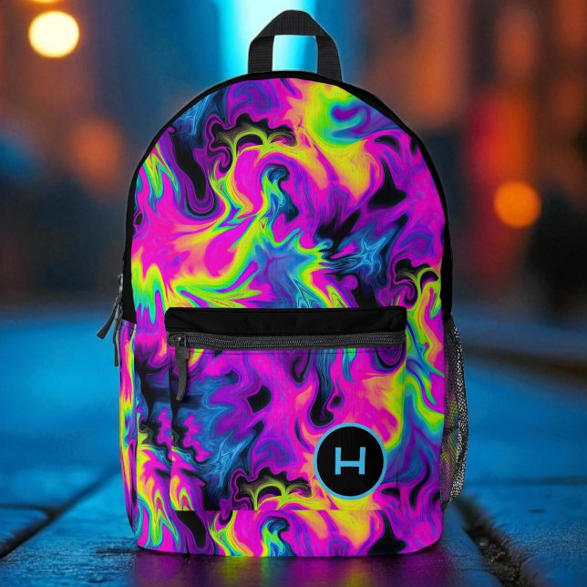 Neon Flame Gefärbte Krawatte Monogram Bedruckter Rucksack (Von Creator hochgeladen)
