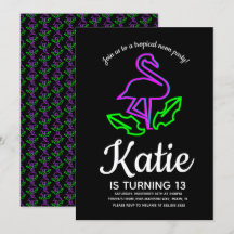 Neon Flamingo Glow Party Tropical Teen