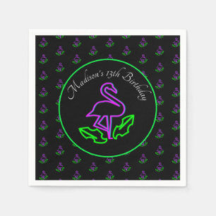 Neon Flamingo Teenager Geburtstags-Glow Party Trop Serviette
