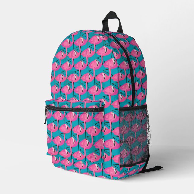 Neon Flamingos Bedruckter Rucksack (Rückseitige Ecke Rechts)